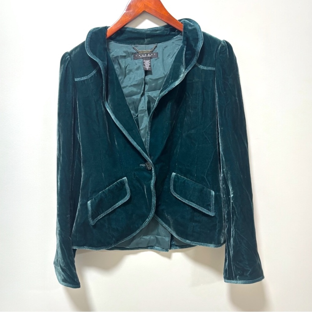 Vintage Teal Velvet Blazer ASO Lorelai Gilmore Girls Alt Size 2 - Picture 3 of 6